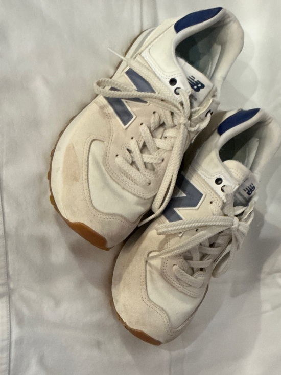 New Balance Shoes - New Balance Cream with Blue Accent Casual Trainers